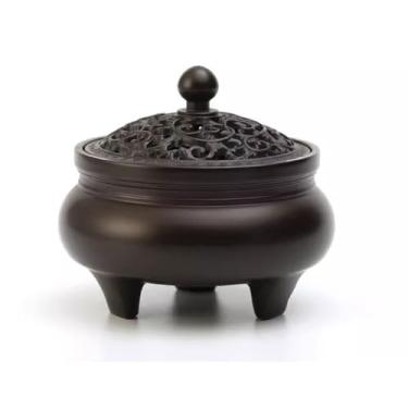 Imagem de FTOQWZXV Queimador de incensário de cascata retrô de metal incenso de sândalo placa interna queimador de incenso cerimônia de chá queimador de aromaterapia em casa ornamentos queimador de incenso de