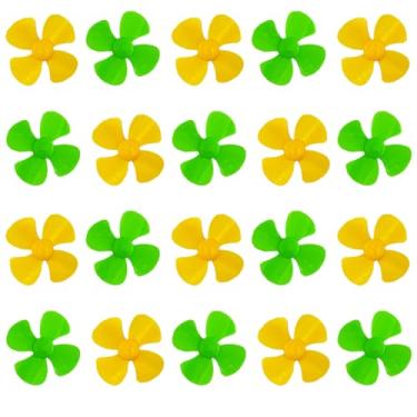Imagem de 20PCS 2mm Shaft DC Motor Plastic Propeller 4-Blades 80mm Fan Shape Propellers for RC Boat Fan Leaves Ship Airplane DIY Model Toy Parts (Yellow,Green)