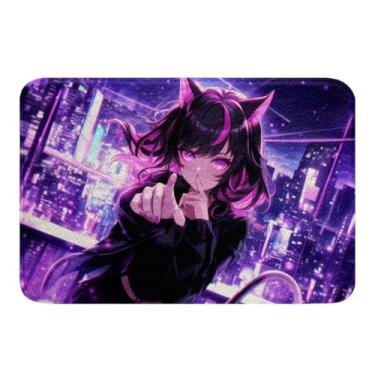 Imagem de Erosebridal Tapete de banheiro infantil anime para meninas, tapete de banho de anime japonês 51 x 81 cm, tapetes para decoração de banheiro de meninos e adolescentes, tapete de entrada de animação