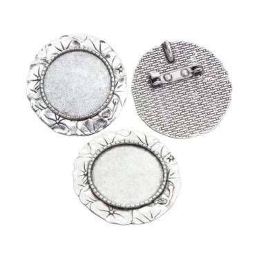 Imagem de Broche de Bronze Banhado a Prata - Estilo Folhas - 5 Peças com Base pa