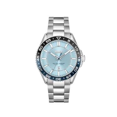 Imagem de BOSS Runner Relógio masculino de quartzo 3H, aço inoxidável, 5 ATM/50 m, resistente à água, relógio esportivo e moderno, presente para ele, 44 mm, Prateado - azul