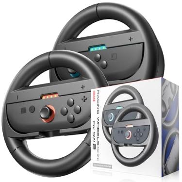 Imagem de Steering Wheels for Nintendo Switch 2 Console JoyCons, Racing Wheels for Mario Kart 8 (Black)