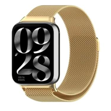 Imagem de Pulseira De Aço Inoxidavel Metal Fecho Magnetico (DOURADO) Compatível com Xiaomi Smartwatch Smart Band 9 Pro/Smart Band 8 Pro