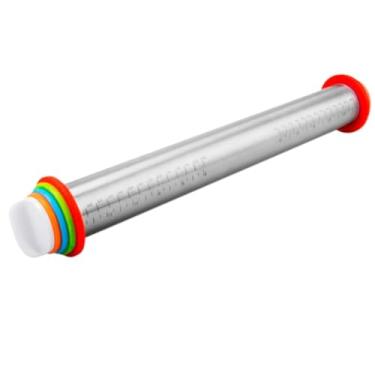 Imagem de Rolo de Massas Profissional 43cm Aço Inoxidável Antiaderente Ajustável Pra Pizza Pão Macarrão