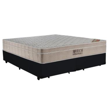 Imagem de Cama Box Queen Bipartido Suede + Colchão Ortobom Airtech Molas Ensacadas 65x158x198 Cor:preto