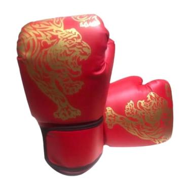 Imagem de UGPLM Luvas de boxe, luvas de sparring de meio dedo, para artes, karatê, luta, sparring, Adultos Vermelhos