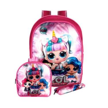 Imagem de Mochila infantil escolar menina kit 3 pç lancheira e estojo - Dilinx, 