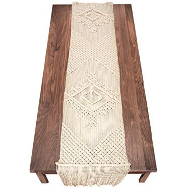Imagem de LIVALAYA Caminho De Mesa Macramê Livalaya, 60" Comprimento, Em Algodão, Estilo Boho, Para Jantar Ou Café, Decoração Boêmia Rústica Casamento, Borlas, Vintage Fazenda Casa E Cozinha