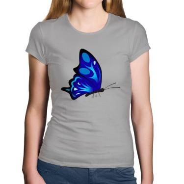 Imagem de Baby Look Algodão Borboleta Azul - Foca na Moda, Cinza, G