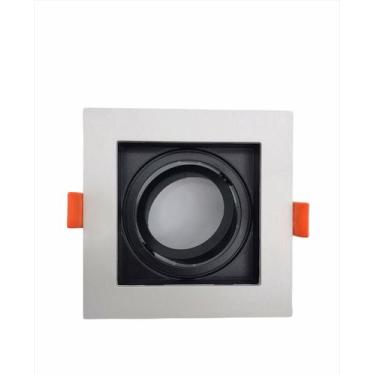 Imagem de Spot Embutir Mr16 gu10 Recuado Quadrado Branco com preto - Luz Sollar 
