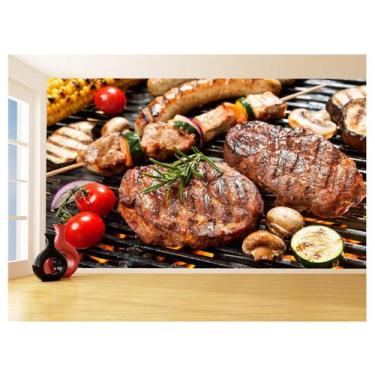 Imagem de Papel De Parede Alimentos Carne Churrasco Bife 3,5M Al275 - Você Decor