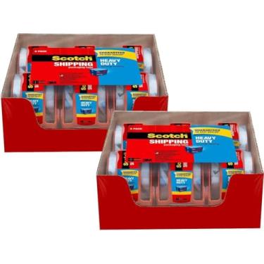 Imagem de Fita de embalagem Scotch Tape para serviço pesado, 3,8 cm x 213 cm, 3,8 cm, transparente, ótima para embalagem, envio e movimentação, rolos com dispensador (142 – 6) (pacote com 2)