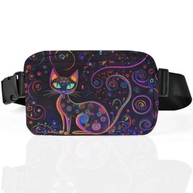 Imagem de Pochete para mulheres, casual, bolsa de cinto, impermeável, bolsa de cintura leve com alças ajustáveis, carteira de presente de viagem para treino, Multicor, Small, Pochete