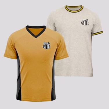 Imagem de Kit de 2 Camisas Santos Cinza e Dourada - Braziline, G
