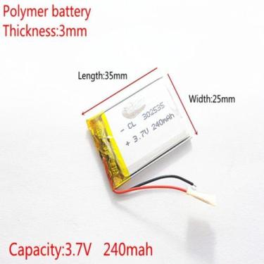 Imagem de Bateria 3,7v 240mah 3mm X 25mm X 35mm  C/2 Fios - - bgb