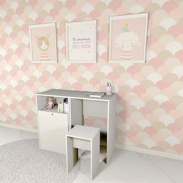 Imagem de Organizador E Mesa Com Banquinho 80 Cm 100% Mdf