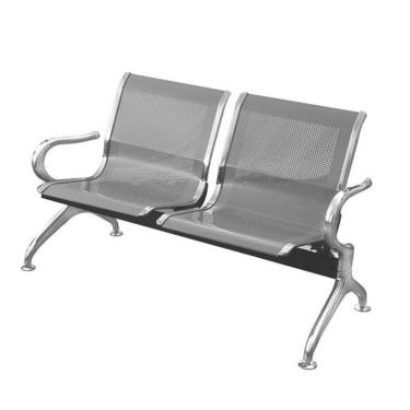 Imagem de Longarina 2 Lugares Montreal Or Design 120 Cm (larg) Aço Cromado Com Braços Externos