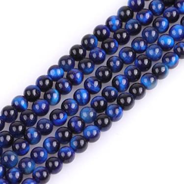 Imagem de GEM-Inside 4 mm Lápis-lazúli azul olho de tigre pedras soltas cor tingida redonda energia energia energia para fabricação de joias 38 cm