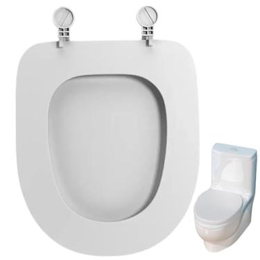 Imagem de Assento sanitário, assento de vaso sanitário redondo de plástico macio nunca afrouxa fácil instalação e limpeza, conforto macio, liberação rápida para uso doméstico e banheiro, redondo, substituição