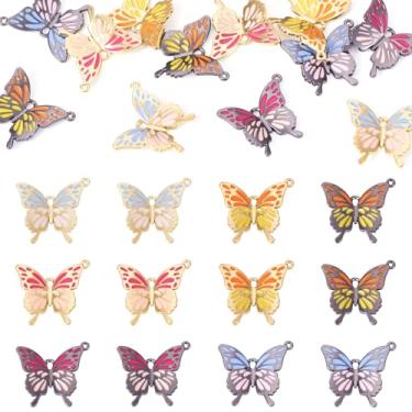 Imagem de Spritewelry Pingentes de borboleta esmaltada, liga metálica, borboleta, inseto, pingentes, coloridos, estilo gótico, metal esmaltado, mariposas, pingentes para fazer joias, colar e brincos, Metal não