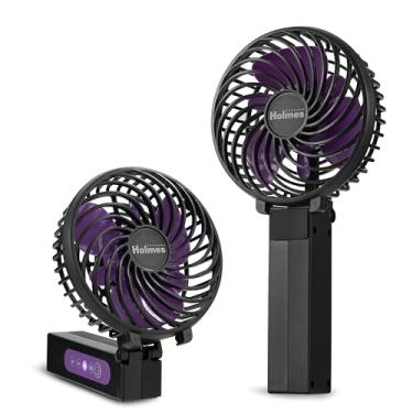 Imagem de Holmes Ventilador portátil portátil de 10 cm – 3 velocidades, recarregável, USB-C, ajustável a 180°, leve, compacto, para casa, escritório, viagens – preto, garantia limitada de 1 ano
