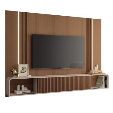 Imagem de Home Suspenso Empire para TV até 85” - HB Móveis Castanho/Off White