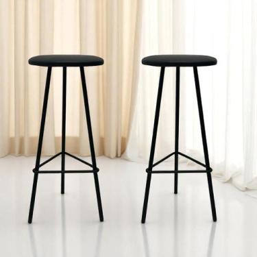 Imagem de Kit 2 Banquetas para Balcão de cozinha Alta Confortavel Estilo Moderno