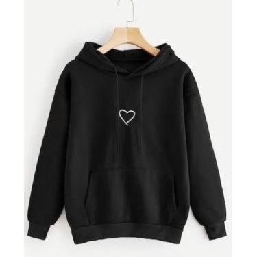 Imagem de Blusa Moletom Feminino Canguru Coração Tumblr Fofo - wribeiro, Caqui, 