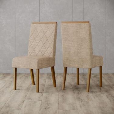 Imagem de Kit 2 Cadeiras Nina Pés de Madeira Henn, Creme