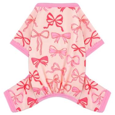 Imagem de Pijama para cães, tamanho pequeno, elástico, roupas para cães de verão, 4 pernas, meninas, meninos, fofos, macios, pijamas para cães e gatos, macacão para animais de estimação (gravata de boi, pequena