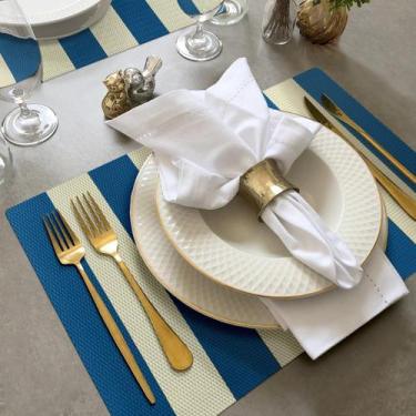 Imagem de 10 Jogo Americano Navy Alto Padrão Impermeável Pvc Bg Az - Idealiza