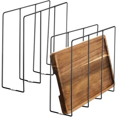 Imagem de Blulu 2 peças de organizador de folhas de biscoito em forma de U para armário, organizador de assadeiras, divisórias verticais cromadas verticais cromadas para bandeja de armazenamento, divisórias de