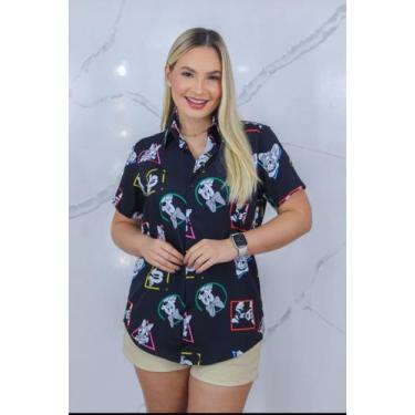 Imagem de Camisa Botão Divertida Unissex Margarida Minnie e Mickey - cs modas, S