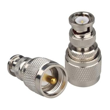 Imagem de Futheda 2 peças BNC macho para UHF PL259 fêmea RF adaptador coaxial SO239 conector fêmea para plugue BNC macho cabo coaxial conector compatível com antena Wi-Fi de rádio amador de baixa perda