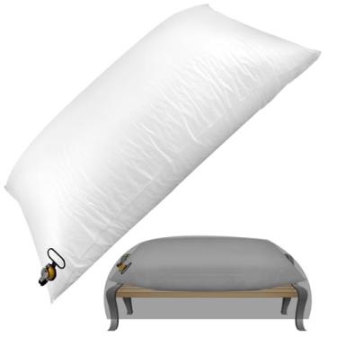 Imagem de HolyMaji Airbag de capa de móveis de pátio de 217 × 99 cm, capa de mesa retangular inflável para pátio, almofada de ar para inverno, capas de móveis ao ar livre à prova d'água evitam folhas, piscina