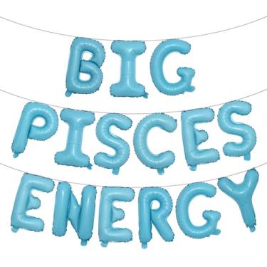 Imagem de Faixa multicolorida de balões de energia de Peixes, decorações de festa de aniversário, aniversário de peixes, letras de 41 cm, aniversário de 21 anos, aniversário de 30 anos, (BIG PISCES ENERGY Light