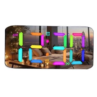 Imagem de VBESTLIFE Despertador Digital para a Cabeceira do Quarto, Altos Despertadores para Dormentes Pesados, Grandes Números de LED Grandes para Idosos, RGB Night Light (Branco)