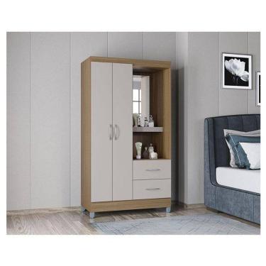Imagem de Guarda Roupa Solteiro Ambiente Cordoba 2 Portas Castanho Off White – Poquema