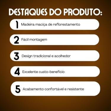 Imagem de Conjunto de Mesa com 4 Cadeiras de Madeira Pinus Desmontável Soho