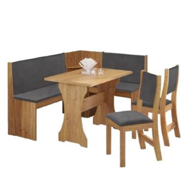 Imagem de Conjunto Sala de Jantar Canto Alemão Arnis com 2 Cadeiras Sone Veludo 