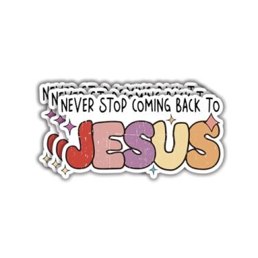 Imagem de (3 peças) Adesivo Never Stop Coming Back to Jesus Citações Inspiradoras Verso da Bíblia Motivacional Cristão Fé Vinil Decalque Adesivos de Presente para Tumbler Laptop Kindle Garrafas de Água Livro