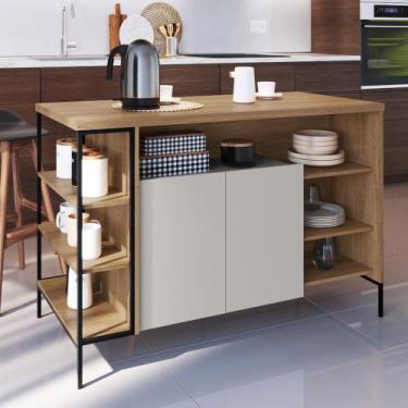 Imagem de Mesa Bancada Ilha Industrial 2 Portas Jenny Mel Z54 - Mpozenato, Mel/A