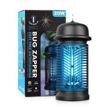 Imagem de Bug Zapper Outdoor - Zapper elétrico de mosquitos com grade potente de 4200 V e lâmpada UV de 20 W, exterminador de mosquitos à prova d'água IPX4, armadilhas para moscas de frutas para casa, quintal
