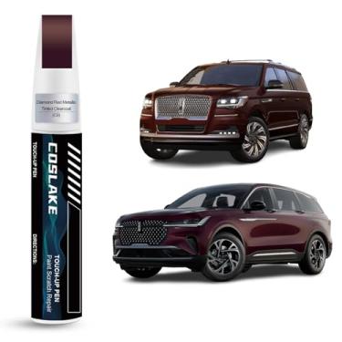 Imagem de COSLAKE Tinta de retoque de carro (Verniz colorido metálico vermelho diamante (C9)) para LINCOLN, kit de reparo de arranhões de tinta de carro, solução rápida e fácil de reparar, caneta removedor de