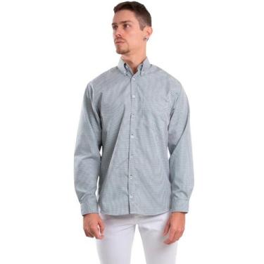 Imagem de Camisa Social Casual Xadrez Mangas Longas Verde Listrado - Fardas Unif