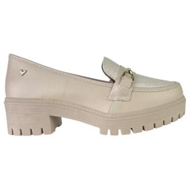 Imagem de Sapato Mocassim Loafer Feminino Mississipi Tratorado (Creme com Brilho, BR, Adulto, Numérico, 34)