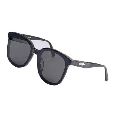 Imagem de Óculos de sol gentil design coreano feminino masculino para acetato Jackie UV400 óculos de sol olho de gato com capa original, Preto