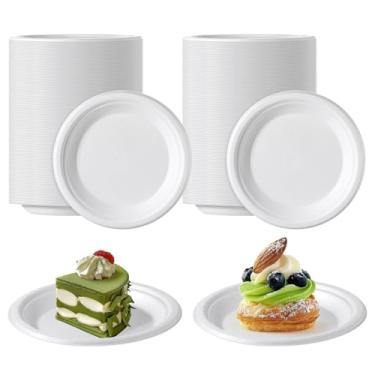 Imagem de Pratos de papel pequenos, pacote com 300, prato de papel descartável, 15 cm, sem revestimento, minipratos de sobremesa, para aperitivo, bolo, sanduíche, jantar, eventos, festas, artesanato, lanches