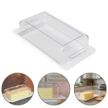 Imagem de Manteigueira Resistente com Tampa Transparente Cristal e Base Branca C