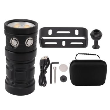 Imagem de Lanterna de mergulho de mergulho 18000lm Ultra Bright IPX8 Impermeável à prova d'água Tocha de mergulho LED recarregável com 3 modos de luz para atividades subaquáticas de 100m